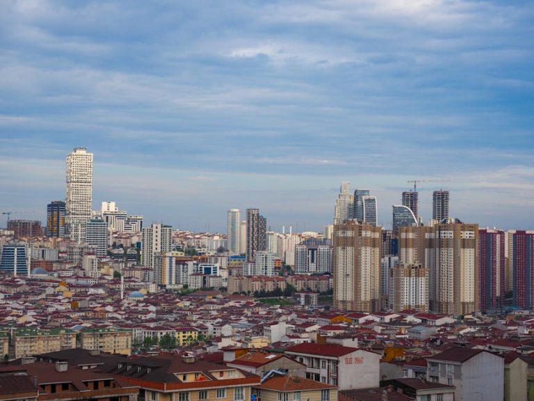 Aerial view of Esenyurt, İstanbul showcasing modern skyscrapers and urban landscape.
